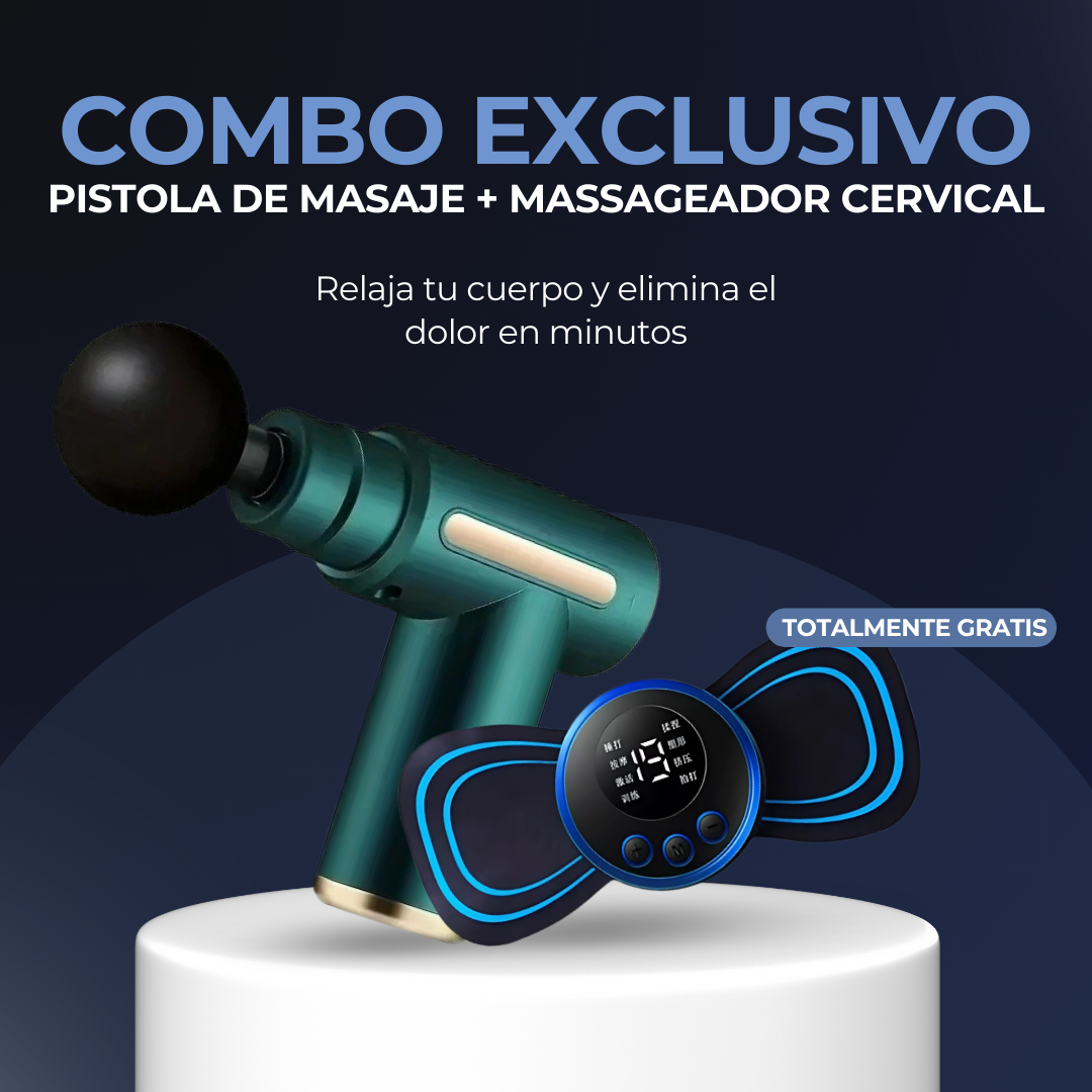 Combo Muscular: Pistola de Masaje + Masajeador Cervical GRATIS 🎁