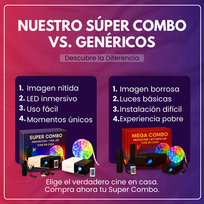 Combo Cine en Casa: Proyector + Smart LED Inteligente 1.5M GRATIS 🎁